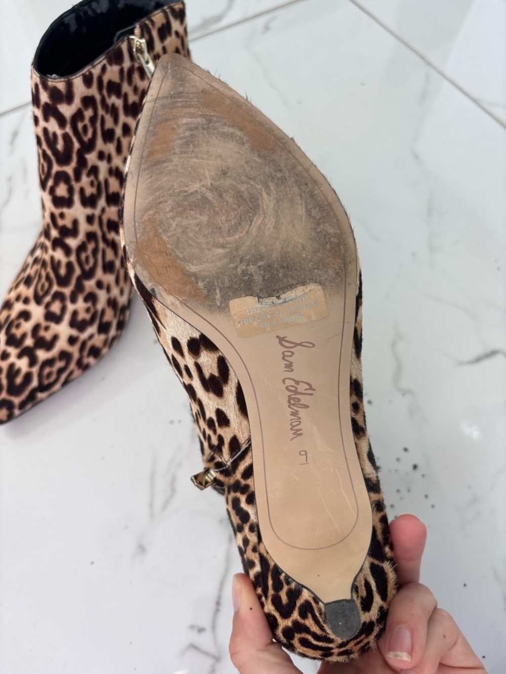 Sam Edelman Leopard Zip Ankle KinIe Booties Size 9 Kitten Heel Festival mobwife - Picture 7 of 10